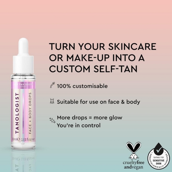 Tanologist Face + Body Self Tan Drops| Shade-Light |Beautiful Custom Tan| New - Picture 3 of 3